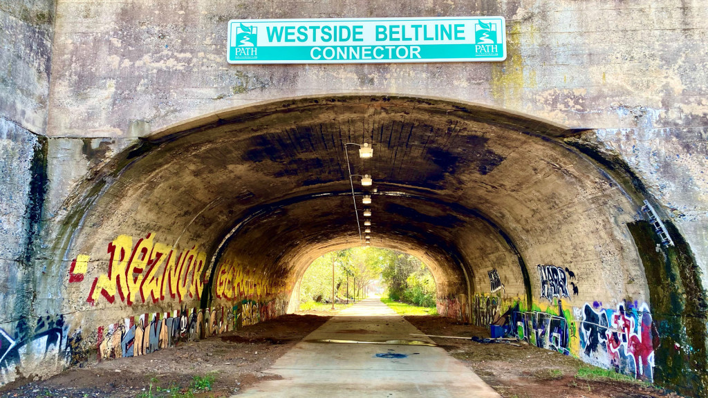 BeltLine Westside Connector under Hollowell Parkway near the intersection with Northside Drive. Photo by: John Becker.