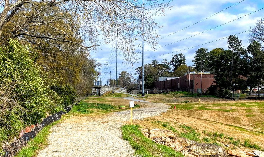 Northeast Trail behind Ansley Mall looking north. The build-out of this section will take place in phase 2 of this Segment. March 2021.