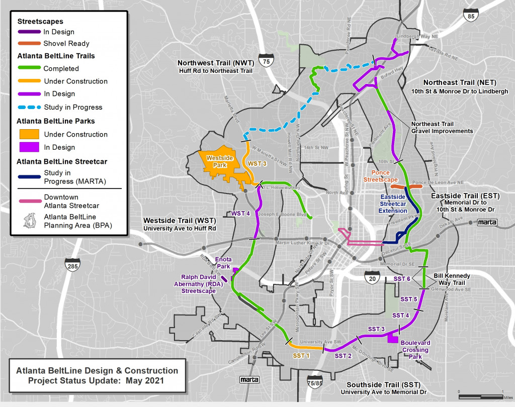 Atlanta BeltLine design and construction projects May 2021