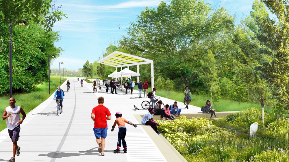 Rendering of the planned promenade by Mayson Turner Road.