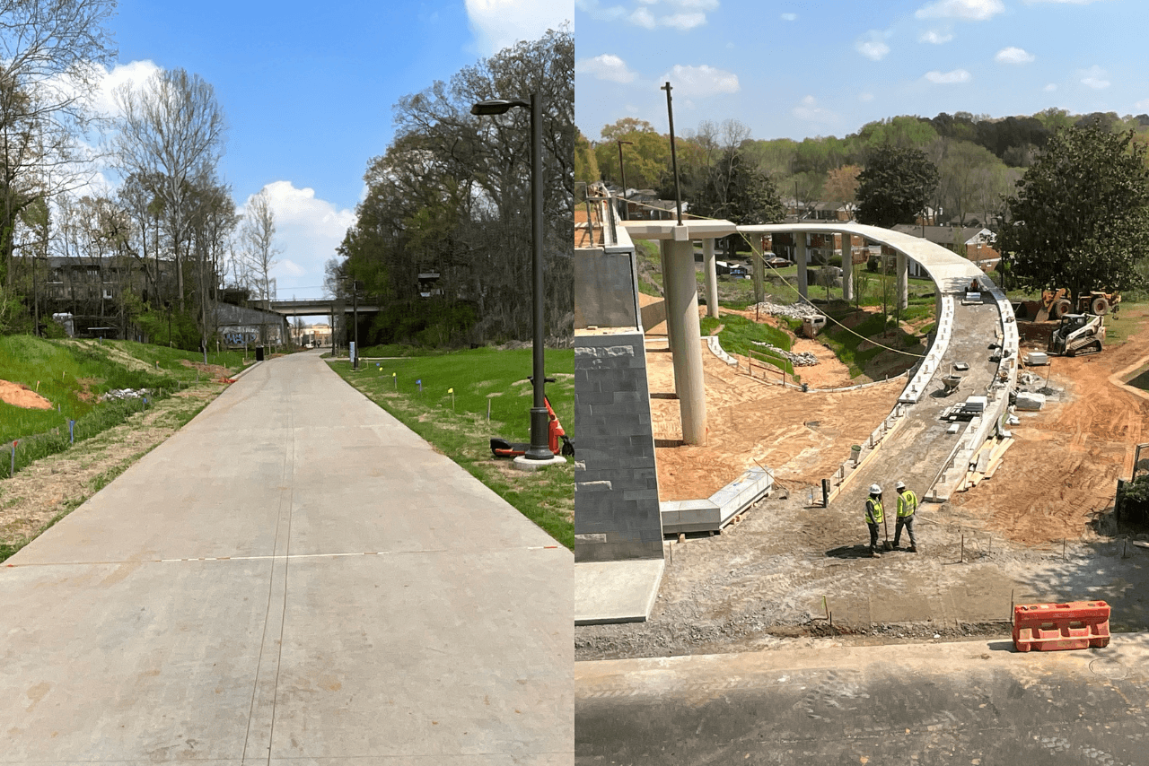 Pictured from left to right: Completed trail from Ormewood Avenue to Berne Street. View of United Avenue ramp. (Photo Credit: ABI Staff)