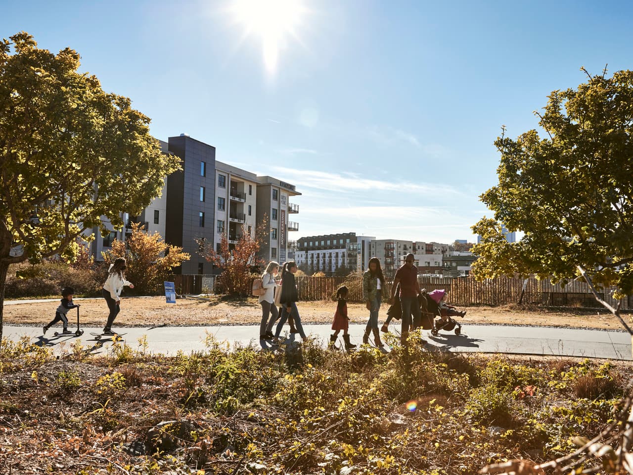 People walk and skate down the Beltline.