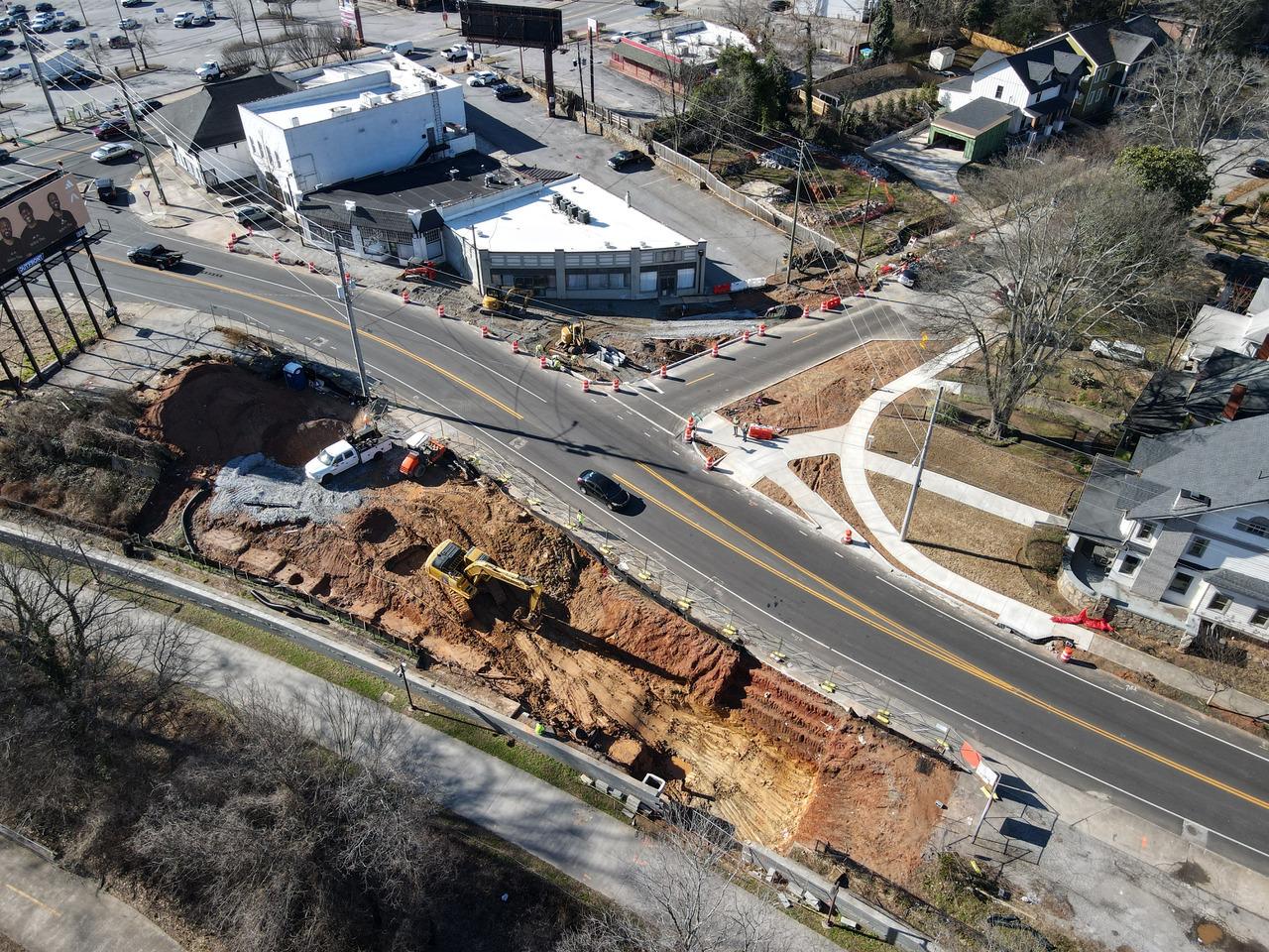 Aerial view of the RDA Beltline Connector under construction.