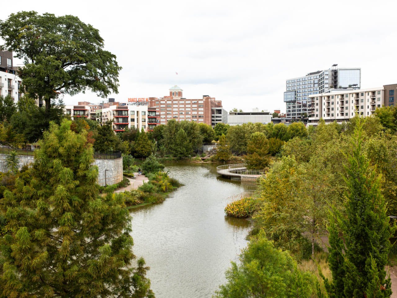 A view of Ponce City Market from across the lake at Historic Fourth Ward Park. (Photo Credit: Erin Sintos)