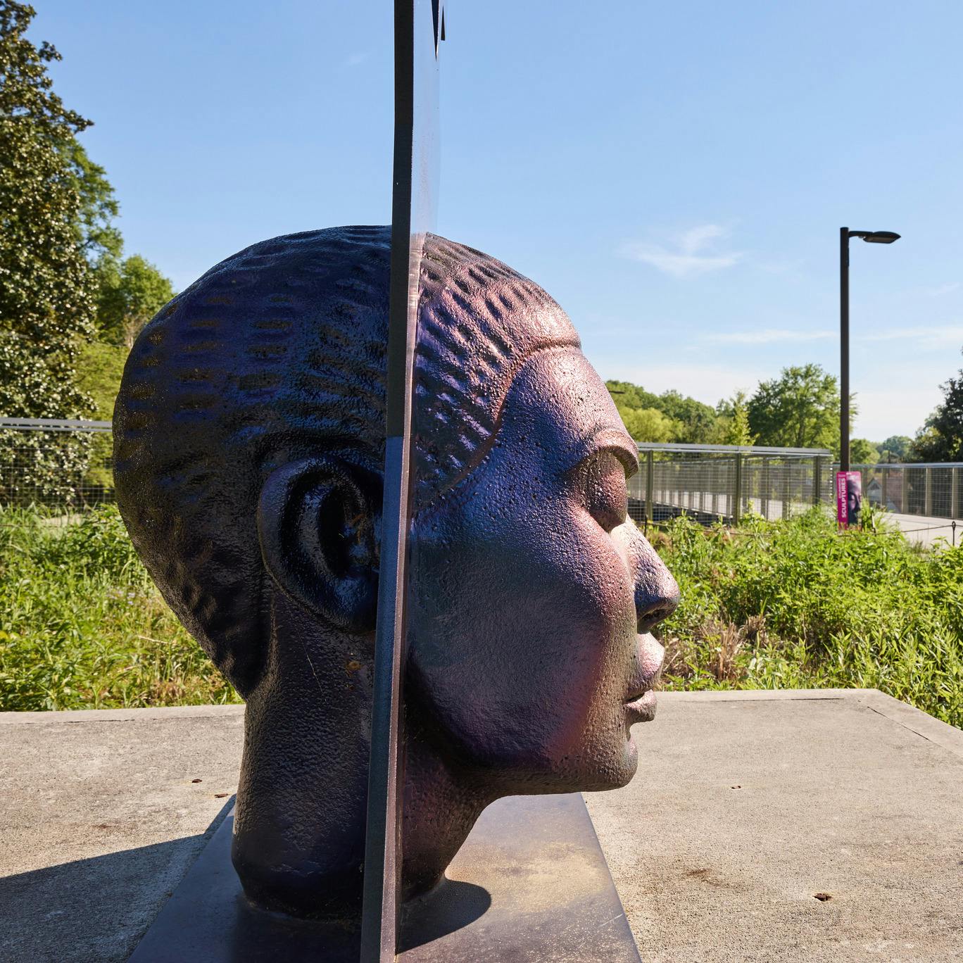 A sculpture of a person's head.