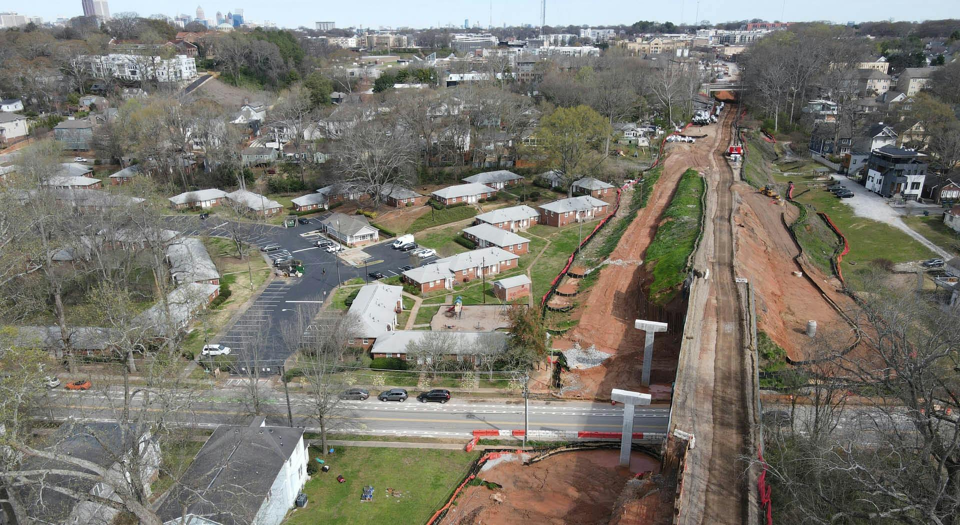 Southside Trail - Segment 5 construction on the new pedestrian bridge over Ormewood Avenue. Photo by LoKnows Drones.