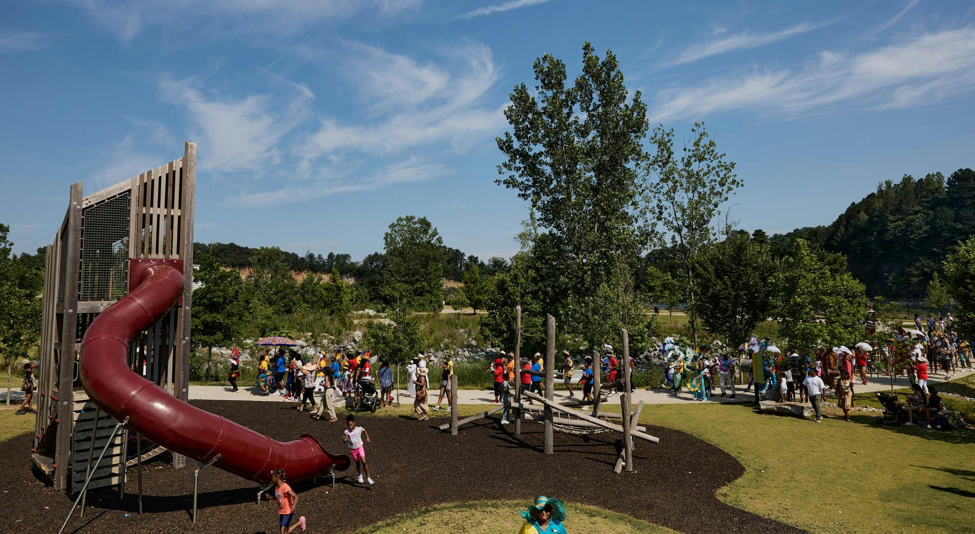 Children play on the playground at Atlanta's Westside Park. (Photo Credit: Erin Sintos)