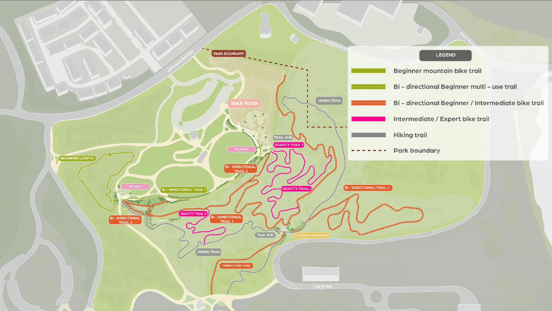 A map outline depicts the various bike trails.