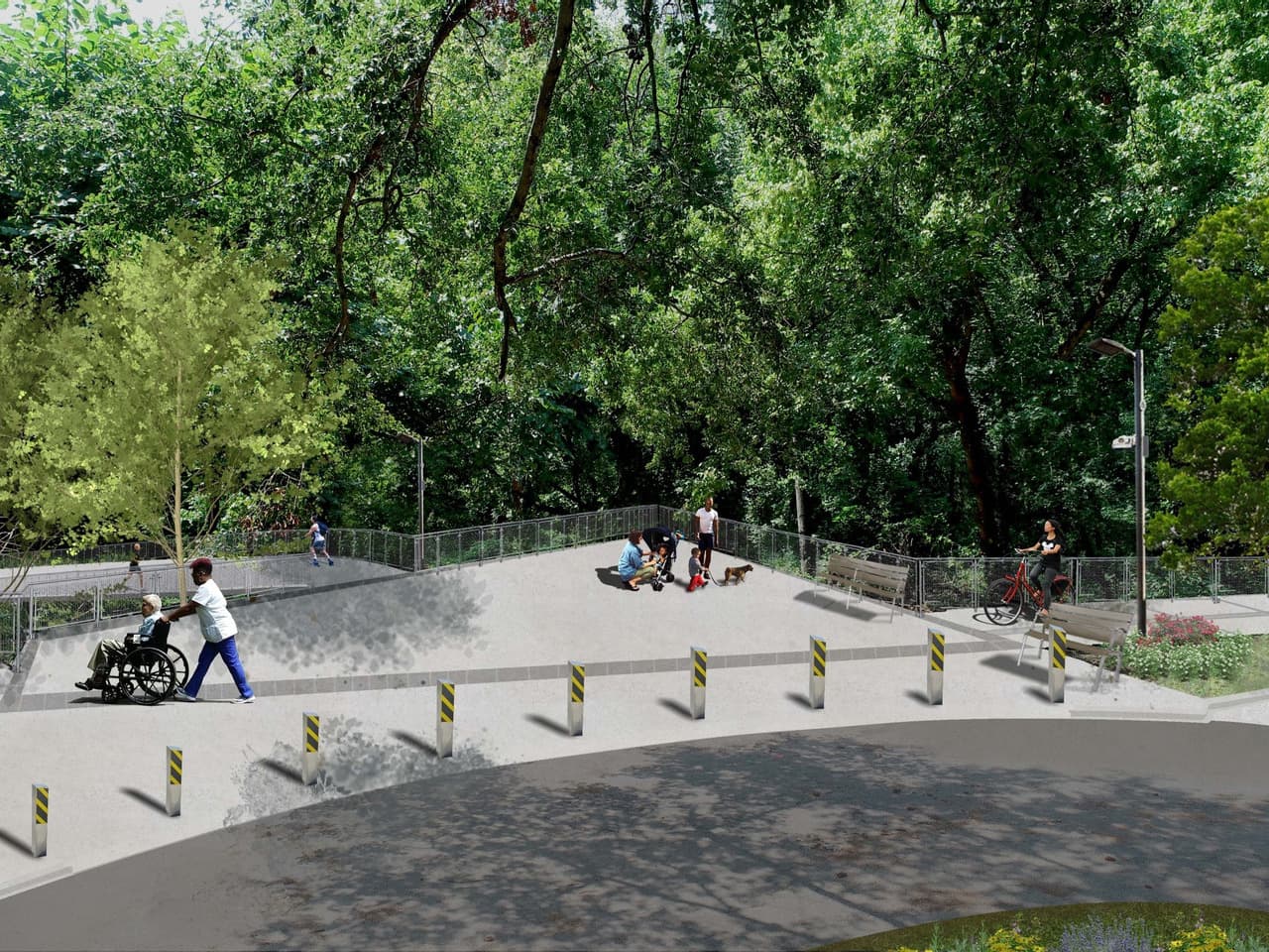 Rendering of where the future Northeast and Northside Trails will meet at the end of Kinsey Court in the Peachtree Hills neighborhood.