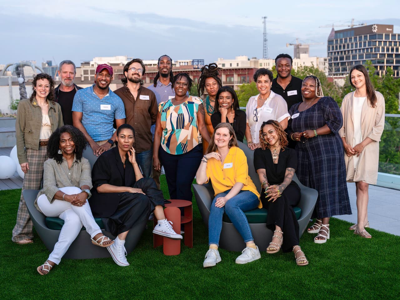 A group of people pose together for a photo.