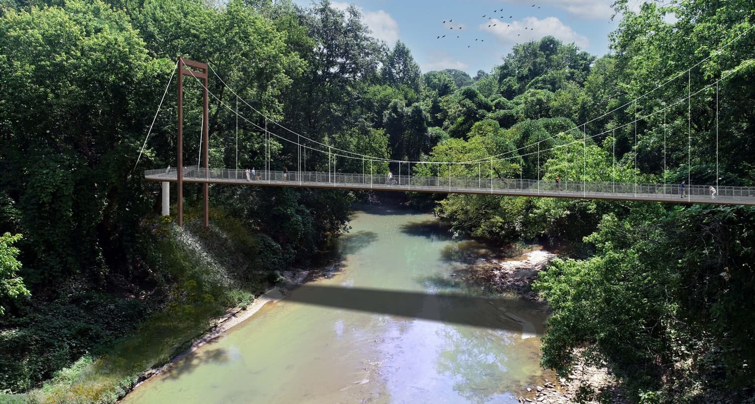 Rendering of Peachtree Creek bridge looking east