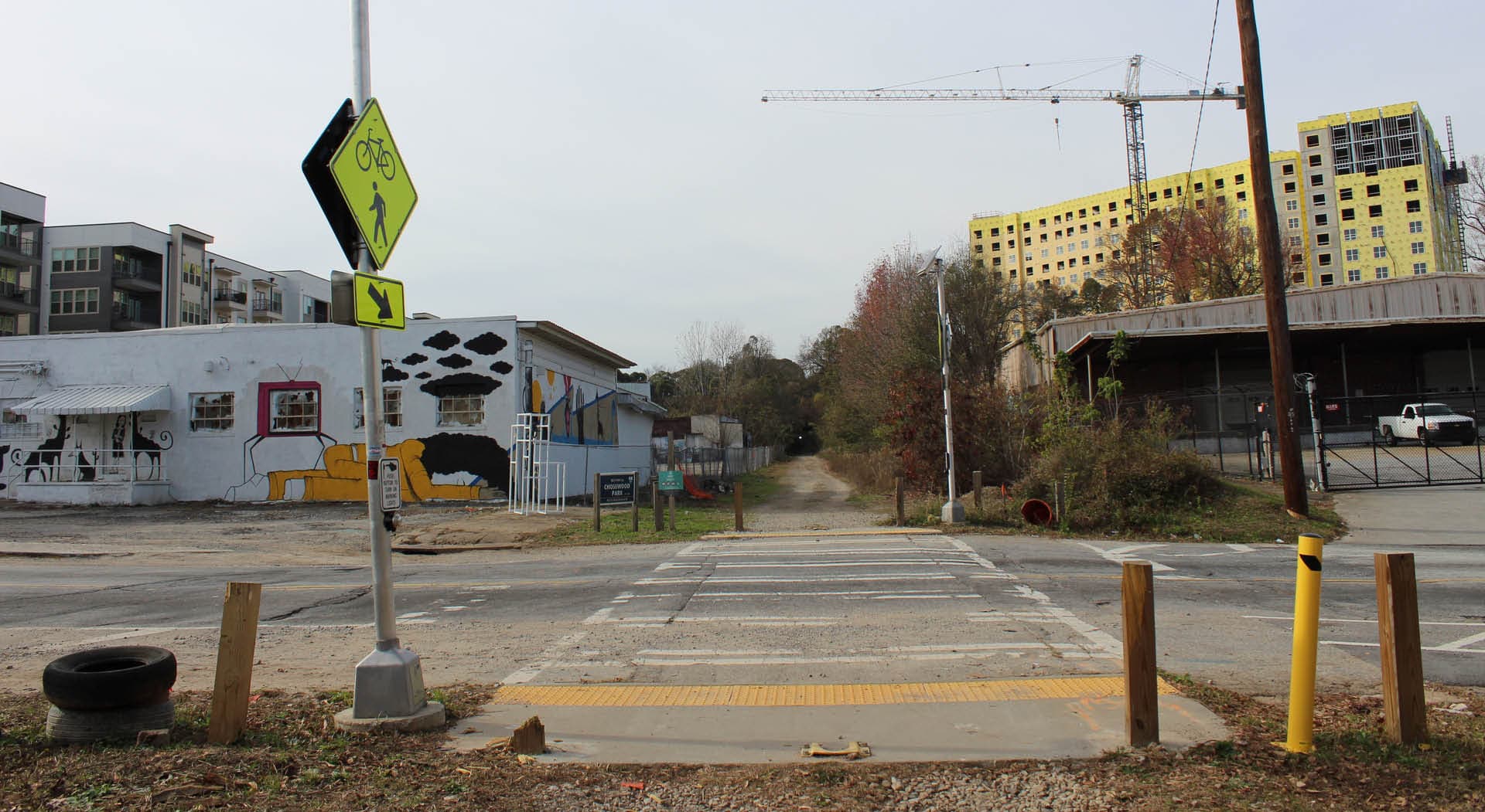 Street crossing of Milton Avenue and Southside Trail - Segment 2. Photo by LoKnows Drones.