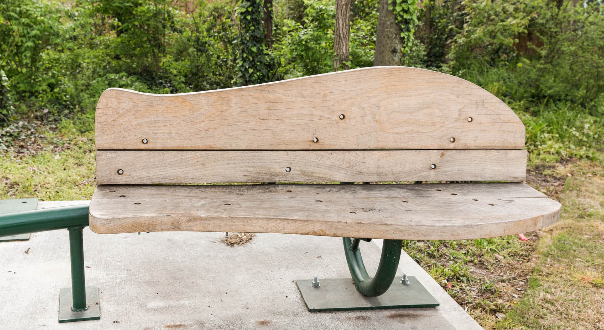 The bench component of the sculpture "Blossom" by Richard Herzog. (Photo Credit: Erin Sintos)