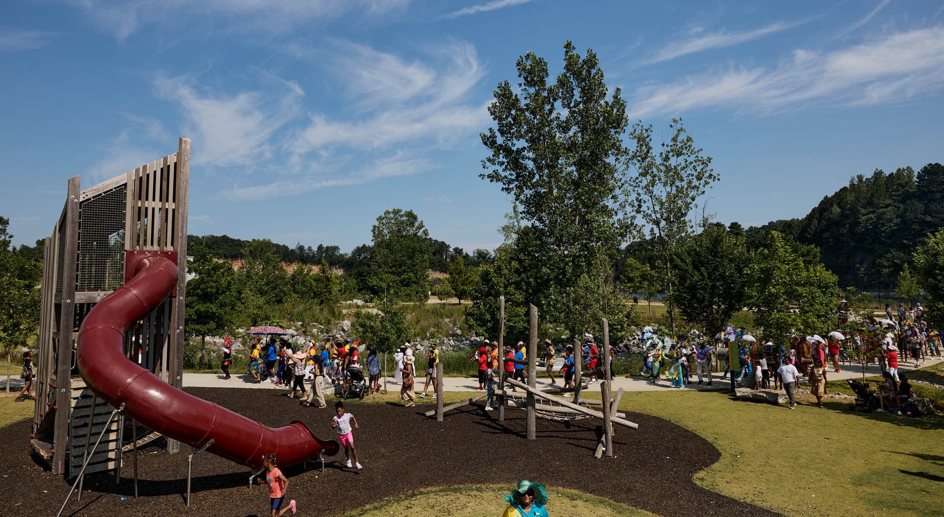 Children play on the playground at Atlanta's Shirley Clarke Franklin Park. (Photo Credit: Erin Sintos)