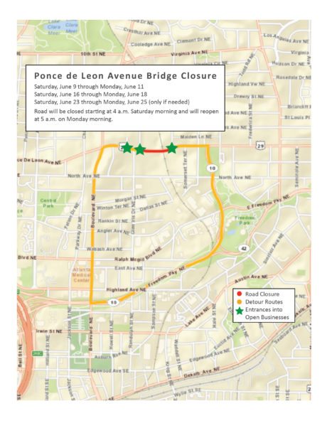 Road Closure Map - Ponce de Leon Ave