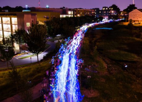 This breathtaking photo is a time-lapse view of the Lantern Parade from Freedom Parkway.