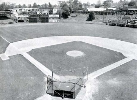 "Spiller Field" and the twin magnolias. Photo from digitalballparks.com.