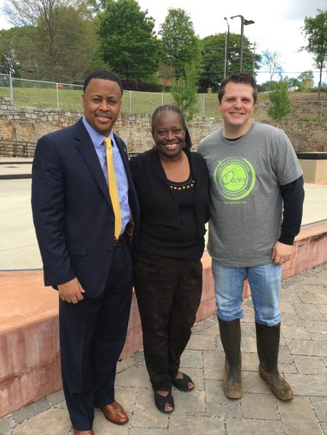 From left to right: Atlanta BeltLine, Inc. COO Clyde Higgs, Councilmember Joyce Sheperd , and Georgia’s Own Credit Union Principal Experience Officer Adam Marlowe
