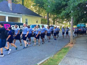 Atlanta Police Department recruits prepare to run in the Atlanta BeltLine Westsdie 5K