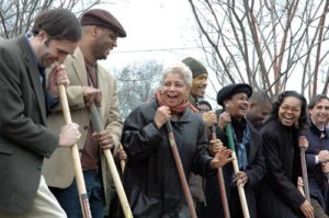 Mayor Shirley Franklin helps break ground on the West End Trail.