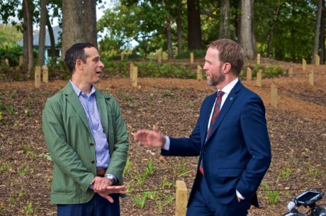 ABI CEO Brian McGowan chats with Trees Atlanta Executive Director Greg Levine. Photo: John Becker