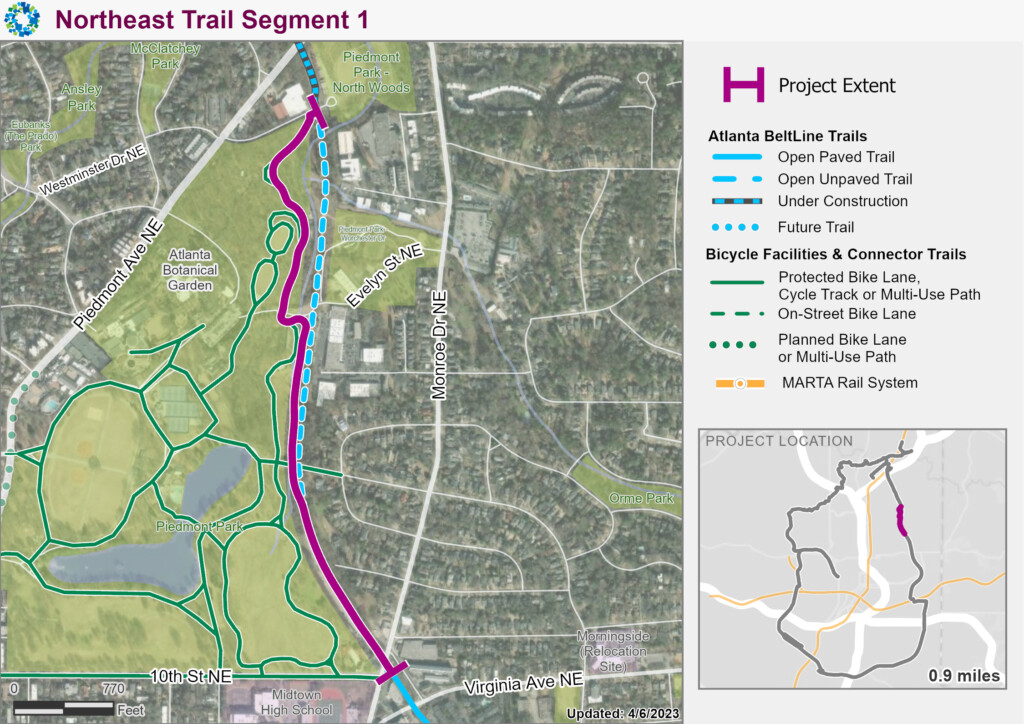 Atlanta BeltLine Northeast Trail project map. 04.2023.