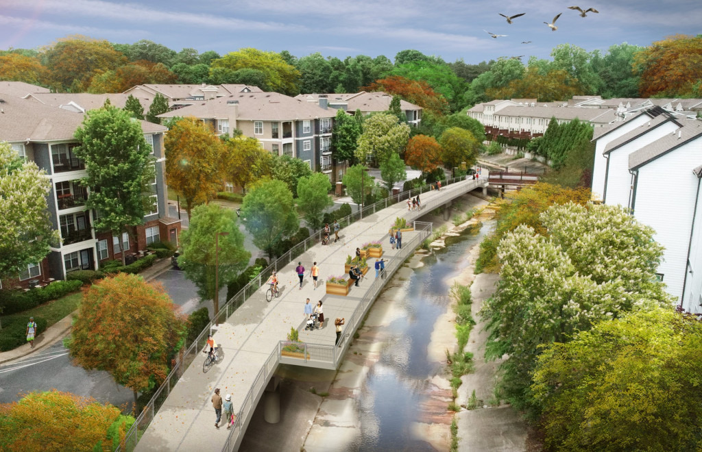 Northwest Trail proposed rendering along a channel leading to Tanyard Creek as presented on August 2, 2021.