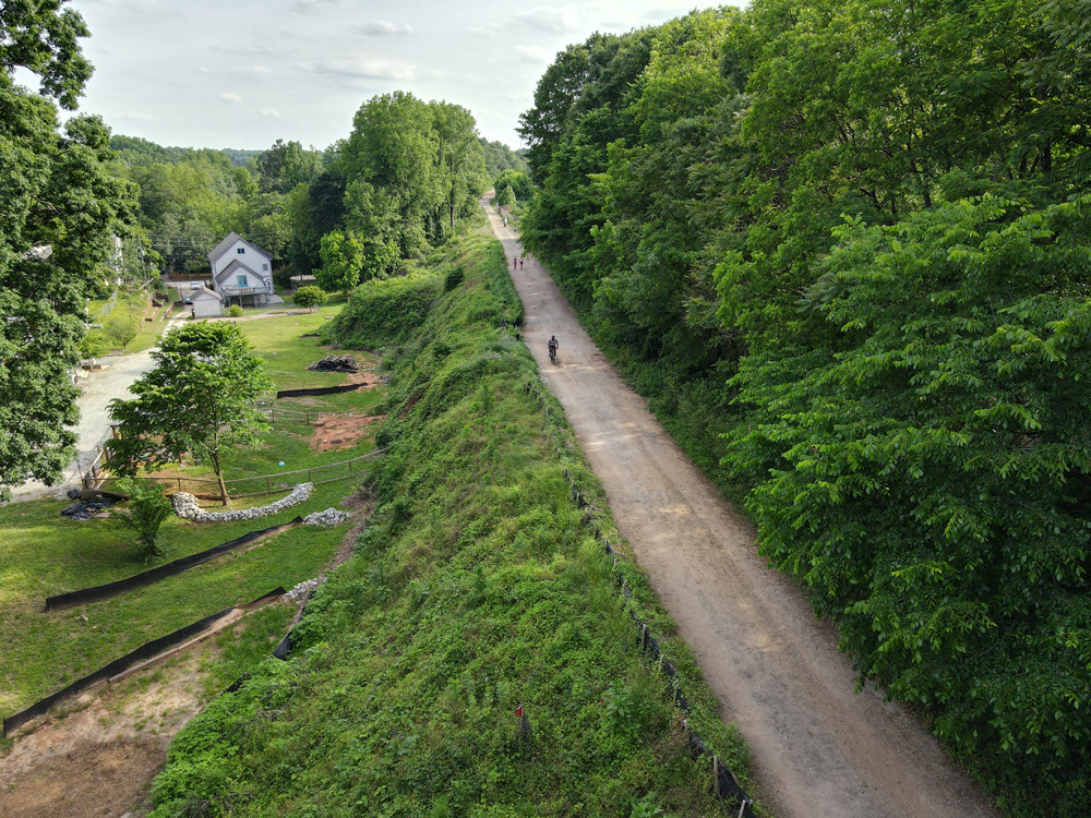 Looking south down Southside Trail - Segment 5 toward Ormewood Avenue. May 10, 2023. Photo by Lo Knows Drones.