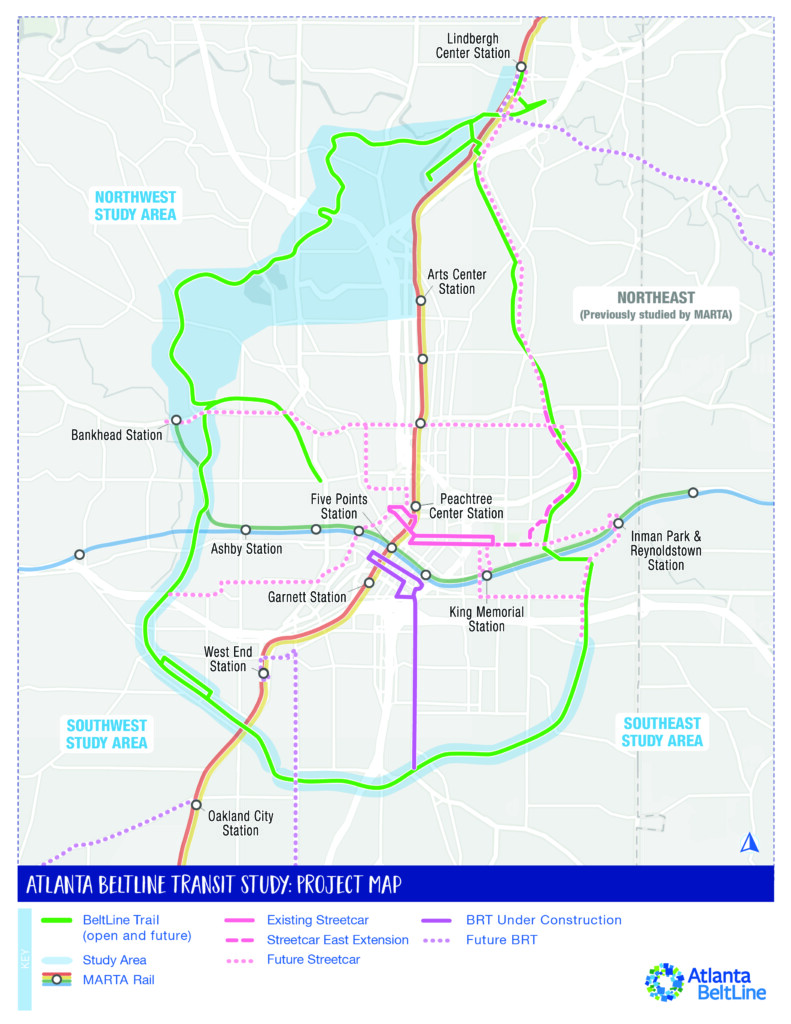 Atlanta BeltLine Transit Study map