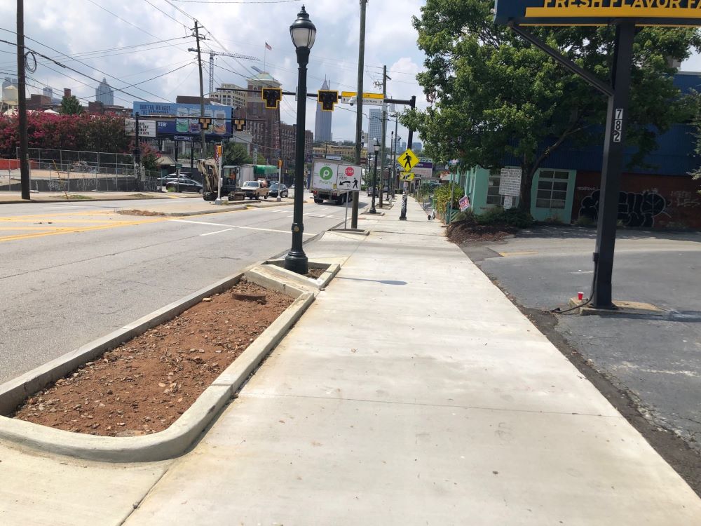 Streetscape work along the north side of Ponce de Leon Avenue is complete. August 28, 2023.