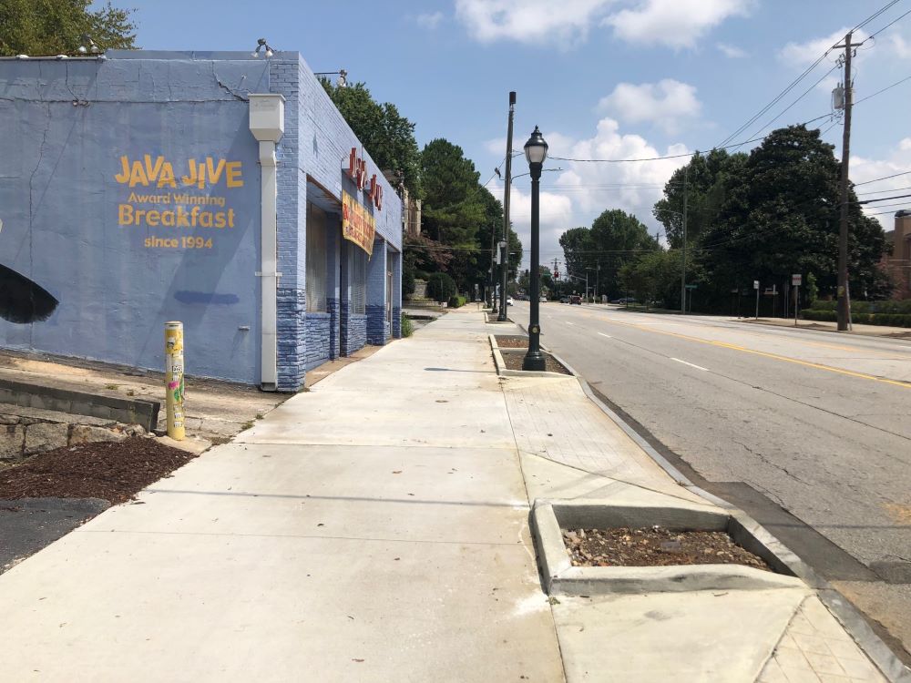 Streetscape work along the north side of Ponce de Leon Avenue is complete. August 28, 2023.