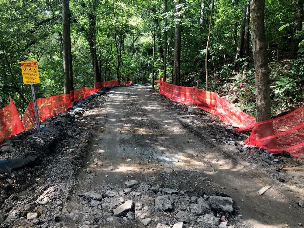 Asphalt has been removed on the Carriage Trail through Piedmont Park where Northeast Trail - Segment 1 will go. September 21, 2023. Photo by Atlanta BeltLine staff.