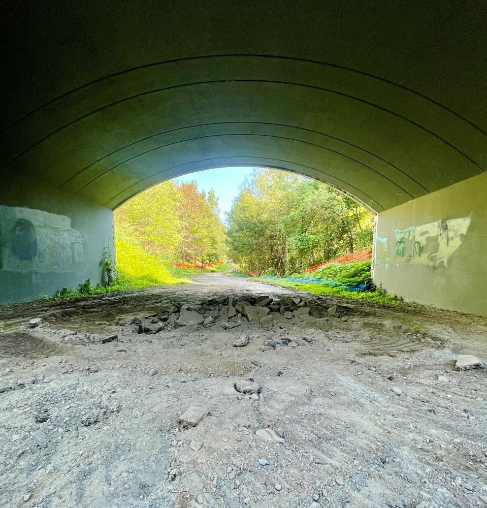 A section of the future Northeast Trail - Segment 1 under construction where it passes under Evelyn Street. September 29, 2023. Photo by Kerri Parker.