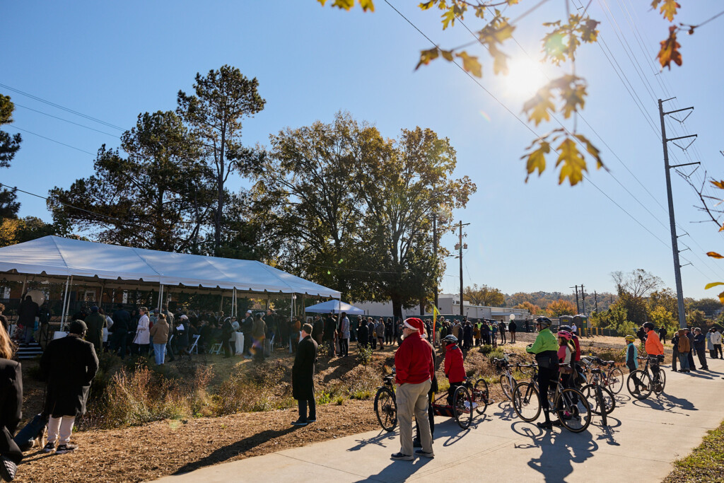Nearly 200 neighbors, partners, and supporters came out to celebrate the grand opening of Northeast Trail - Segment 2. Photo by Erin Sintos.