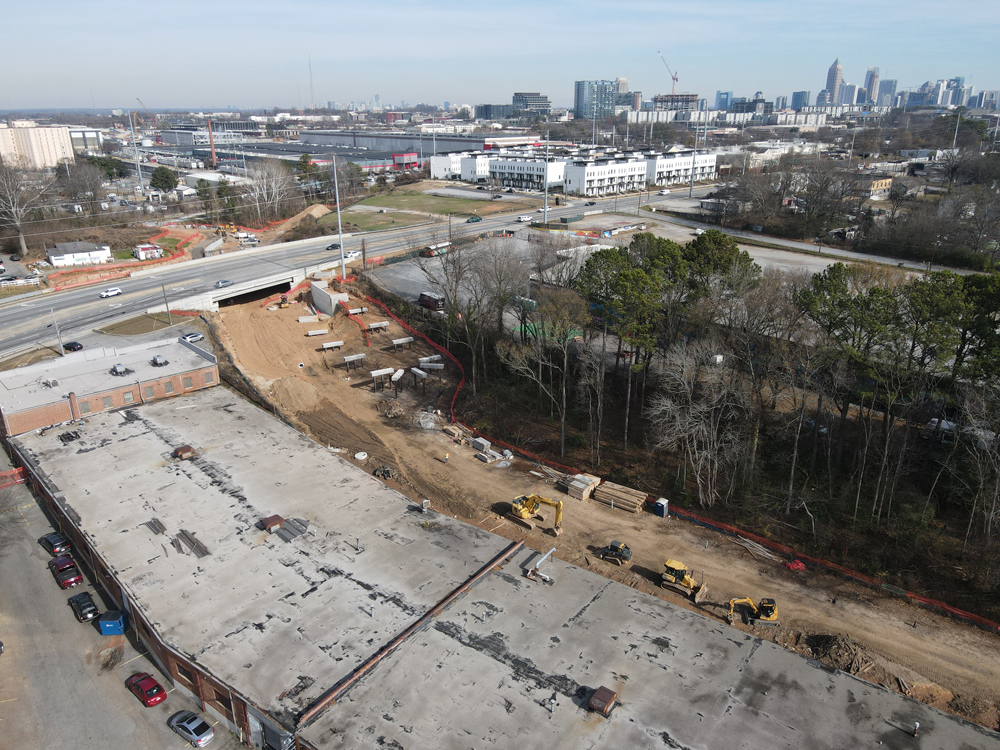 Westside Trail - Segment 4: looking north towards Hollowell Parkway. December 21, 2023. Photo by LoKnows Drones.