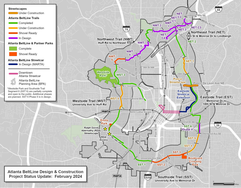 Atlanta BeltLine, Inc. design and construction status as of January 2024