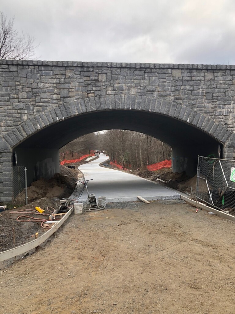 View of newly poured trail at the Evelyn Street bridge in Piedmont Park looking north towards Westminster Dr. NE. January 24, 2024.