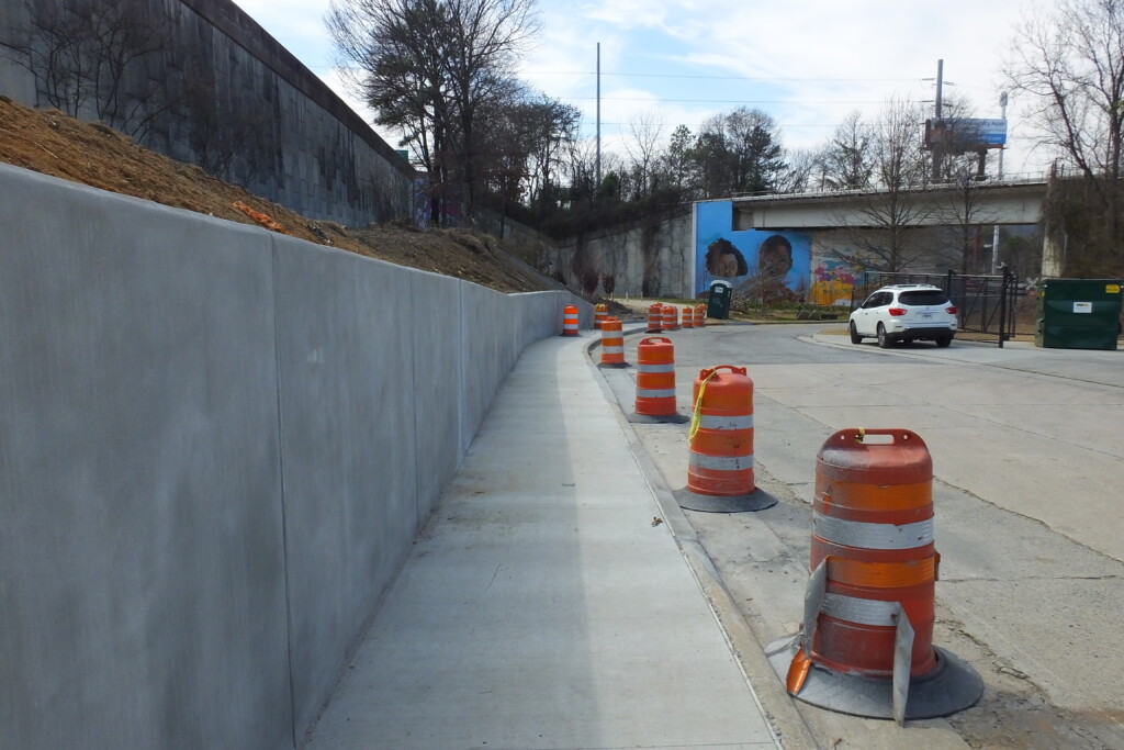 Connecting sidewalk nearing completion on Mason Street NE, which ties into the north end of Northeast Trail 2. February 22, 2024. Photo by Kerri Parker.