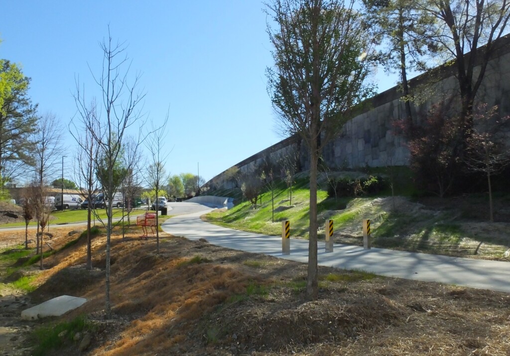 Completed trail and landscaping, along the northern end of Northeast Trail Segment 2 at Plasters Ave and Mayson Street NE. Photo taken 03/29/2024. Photo by Kerri Parker.
