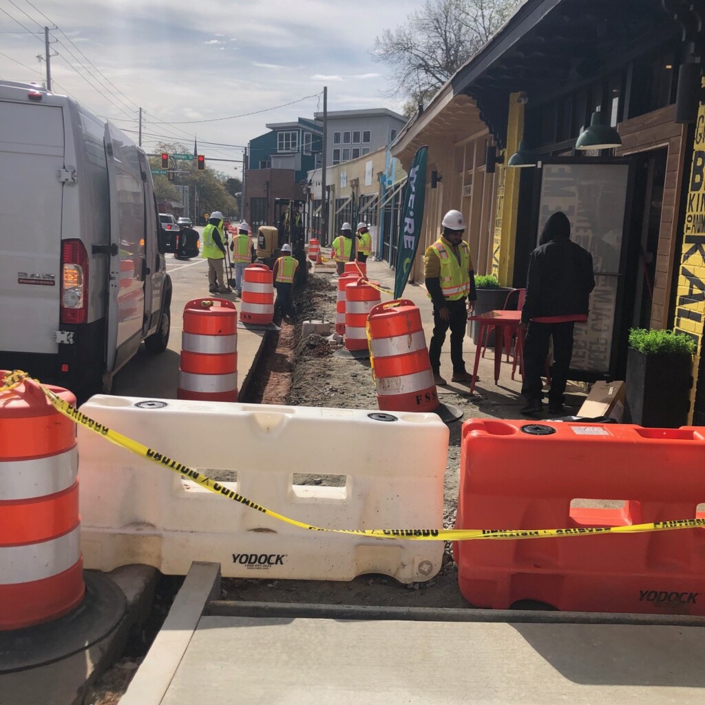 Removal of the old sidewalk and curbing underway for streetscape work in the West View commercial district. Photo taken 03/25/2024. Photo taken by ABI Staff.