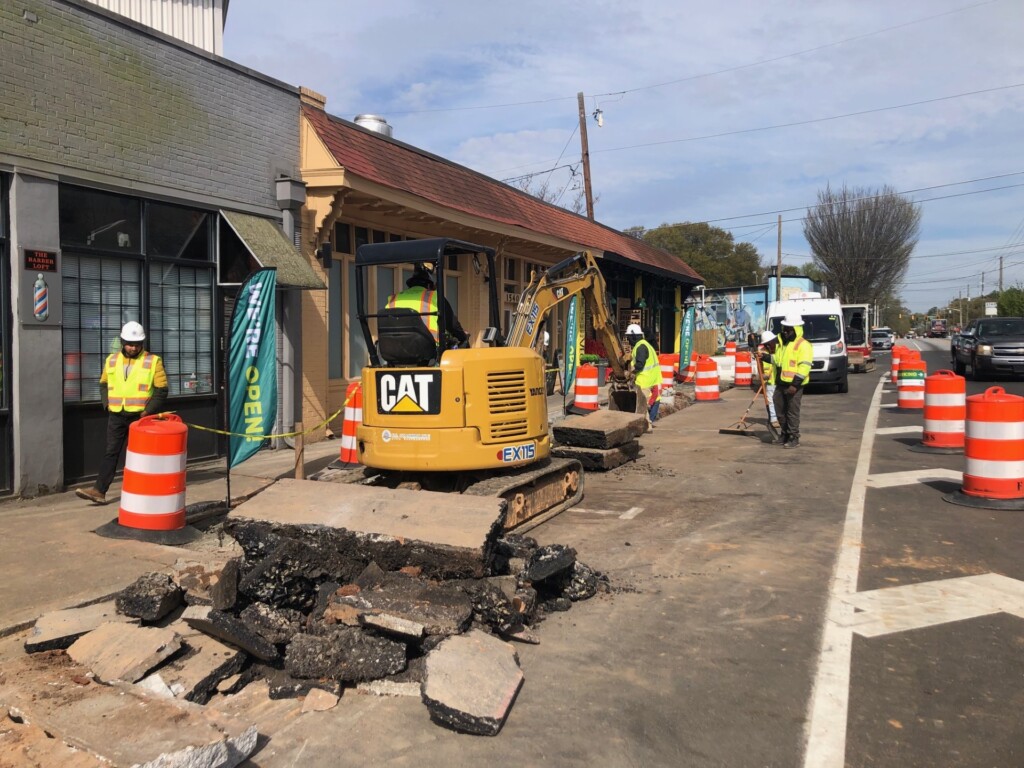 Removal of asphalt to improve the sidewalk condition at the West View commercial district. Photo taken 03/25/2024. Photo taken by ABI Staff.